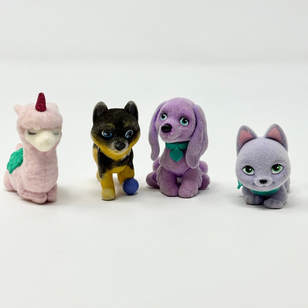 Barbie Love Pets Flocked Miniature Figures Llama Puppy Dog Kitten 4pc Set